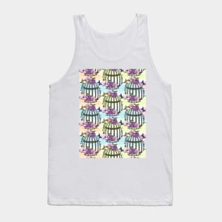 Floral Bird Cage Pattern Tank Top